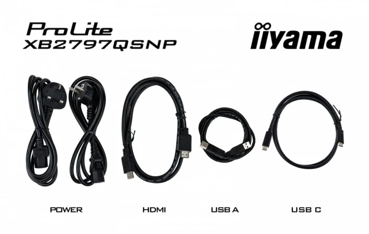 IIYAMA Monitor  27 cali XB2797QSNP-B1 IPS,QHD,USB-c Dock 96W,HDMI, 350cd,1ms, DP, DisplayPort x1 (Daisy Chain MST max. 2560 x1440), USB HUB x4, RJ45