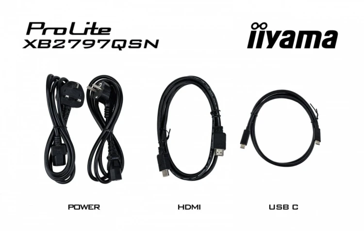 IIYAMA Monitor 27 cali XB2797QSN-B1 IPS/3.7 megapixel QHD, HAS150/ 350cd/1ms/HDMI/Displayport, USBC DOCK 65W, 4USB HUB, RJ45