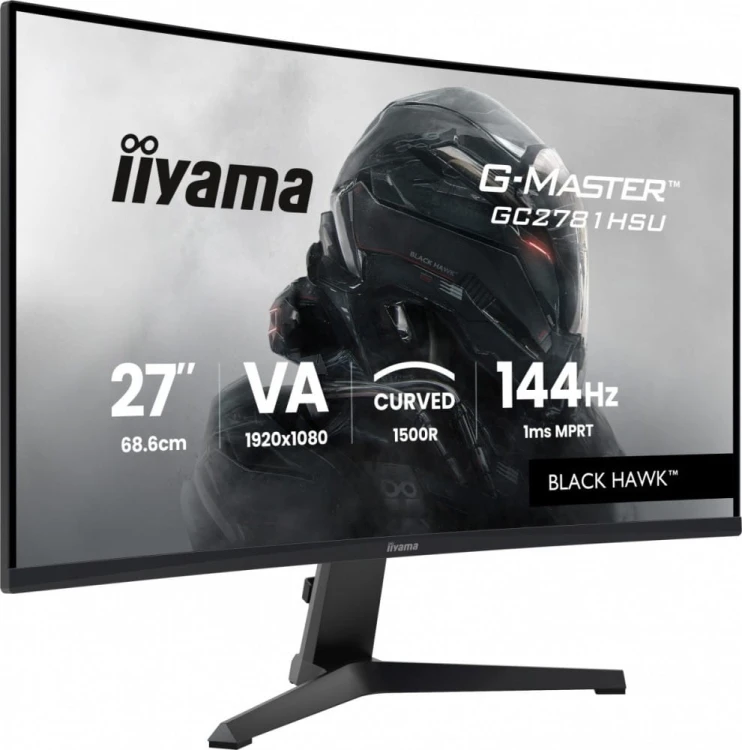 IIYAMA Monitor 27 cali GC2781HSU-B1 VA, FHD, 144Hz, 1ms, 2xUSB, 1500R, 350 cd, 4000:1, HDMI, DP, FreeSync -1920x1080 (48-144Hz), 2x2W
