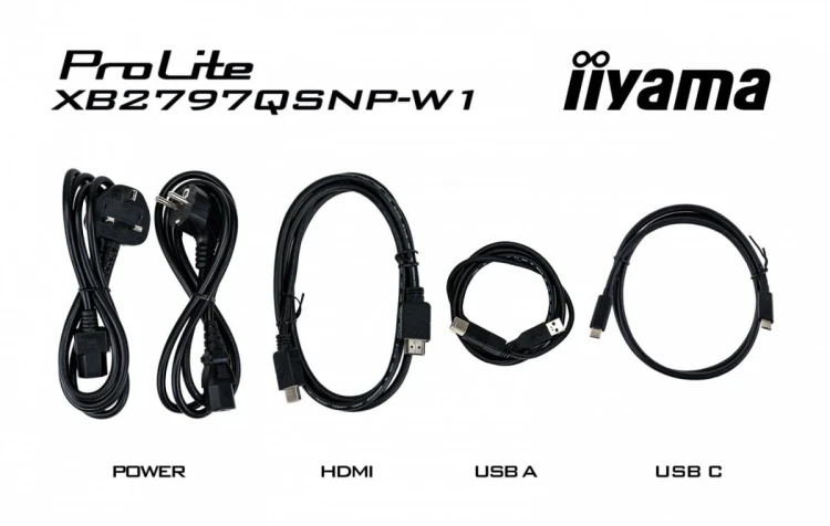 IIYAMA Monitor  27 cali XB2797QSNP-W1 IPS,QHD,USB-c Dock 96W,HDMI, 350cd,1ms, DP, DisplayPort x1 (Daisy Chain MST max. 2560 x1440), USB HUB x4, RJ45