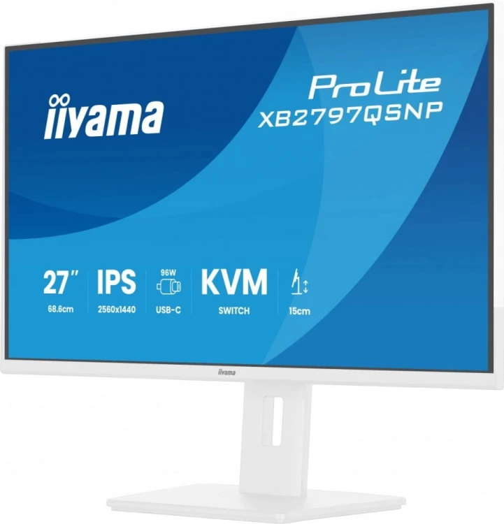 IIYAMA Monitor  27 cali XB2797QSNP-W1 IPS,QHD,USB-c Dock 96W,HDMI, 350cd,1ms, DP, DisplayPort x1 (Daisy Chain MST max. 2560 x1440), USB HUB x4, RJ45