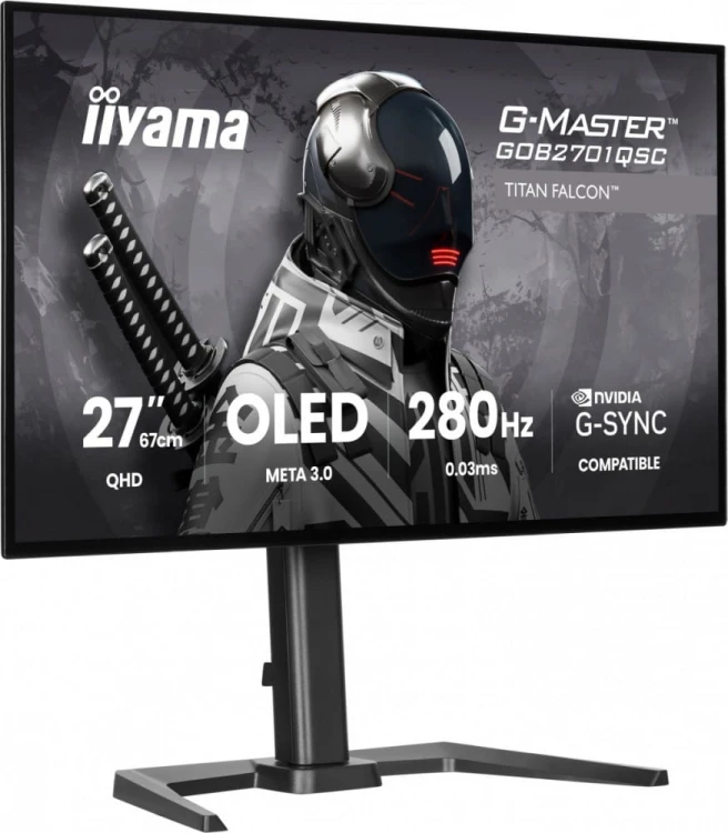 IIYAMA Monitor 27 cali GOB2701QSC-B1 OLED,280Hz,65W,2xHDMI,DP                1500 cd/m? (Szczytowa, HDR), 2560 x 1440, 1500000:1, 0.03ms, 2xHDMI,DP,US