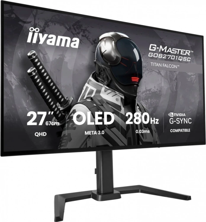IIYAMA Monitor 27 cali GOB2701QSC-B1 OLED,280Hz,65W,2xHDMI,DP                1500 cd/m? (Szczytowa, HDR), 2560 x 1440, 1500000:1, 0.03ms, 2xHDMI,DP,US