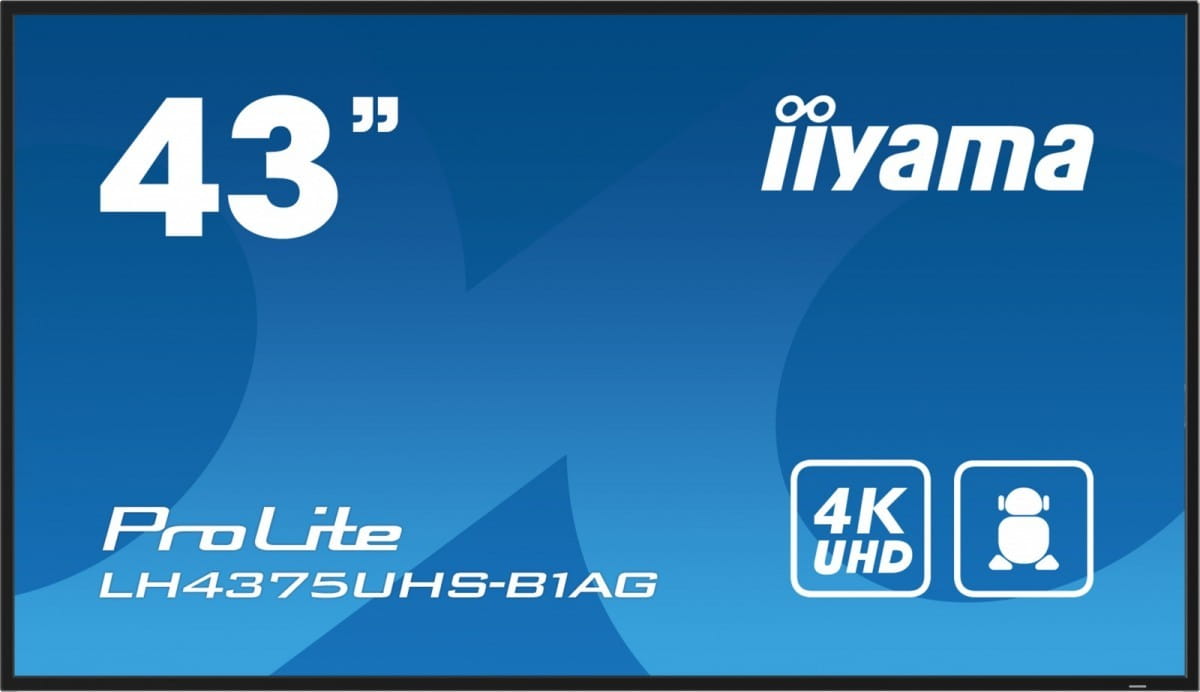 IIYAMA Monitor 42.5 cala ProLite LH4375UHS-B1AG, 24/7,IPS,ANDROID.11,4K,500cd/m2,WiFi,3xHDMI,DP,Daisy/Chain,2xUSB,2x10W,RJ45,iiSignage2,FailOver,SDM,4