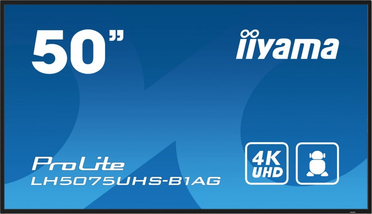 IIYAMA Monitor 50 cali LH5075UHS-B1AG,24/7,VA,ANDROID.11,4K,3xHDMI,DP,RJ45,  2xUSB,2x10W