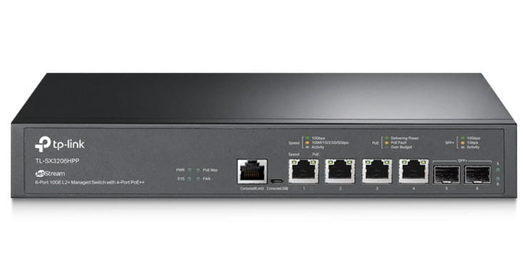 TP-LINK Przełącznik zarządzalny Omada 4-PortPoE ++10GBase-T L2+ with 2   10GE SFP+ Slots