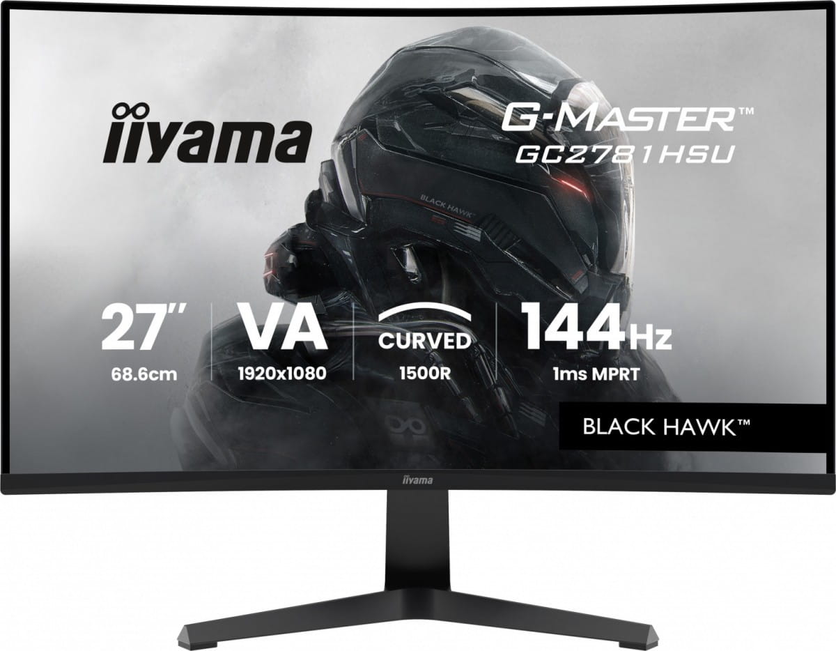 IIYAMA Monitor 27 cali GC2781HSU-B1 VA, FHD, 144Hz, 1ms, 2xUSB, 1500R, 350 cd, 4000:1, HDMI, DP, FreeSync -1920x1080 (48-144Hz), 2x2W