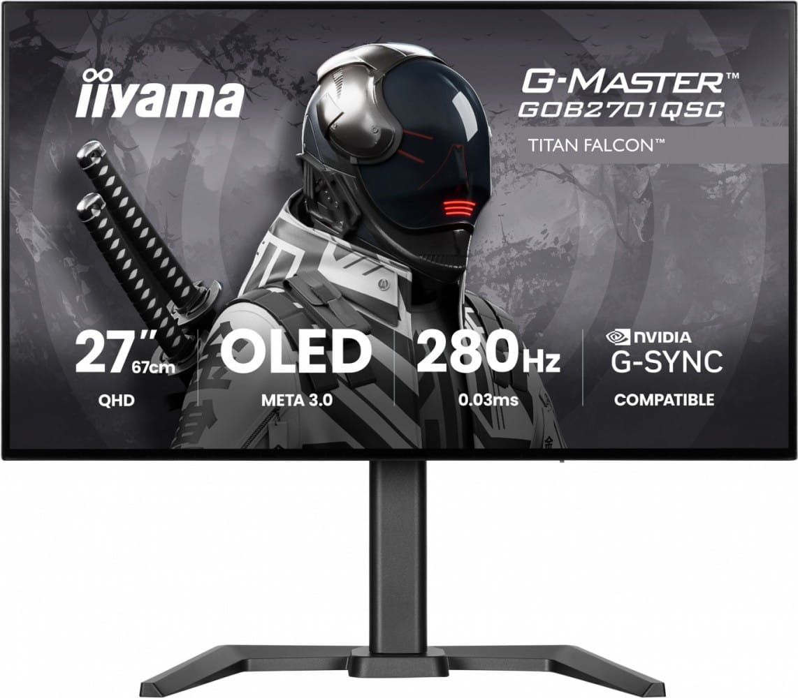 IIYAMA Monitor 27 cali GOB2701QSC-B1 OLED,280Hz,65W,2xHDMI,DP                1500 cd/m? (Szczytowa, HDR), 2560 x 1440, 1500000:1, 0.03ms, 2xHDMI,DP,US